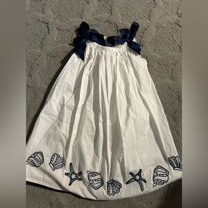 Beautiful nautical white 3t dress with navy bows